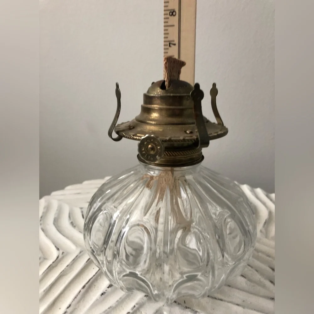 Lamplight Farms Vintage Oil Lamp Clear Glass with Thumbprint Pattern